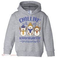 Chillin With My Kindergarten Snowmies Cute Winter Toddler Hoodie thumb 0
