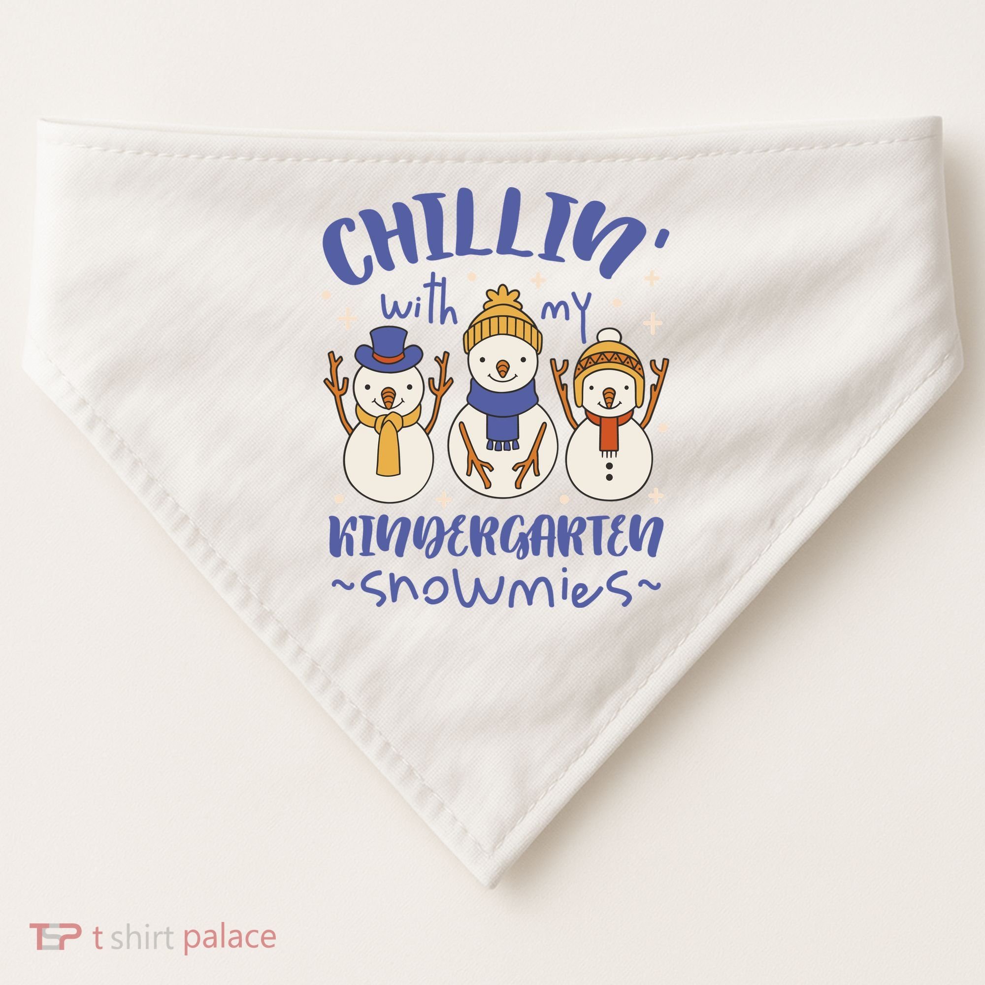 Chillin With My Kindergarten Snowmies Cute Winter USA-Made Doggie Bandana