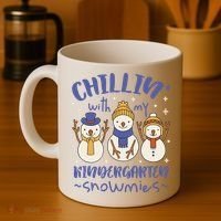 Chillin With My Kindergarten Snowmies Cute Winter Coffee Mug thumb 4