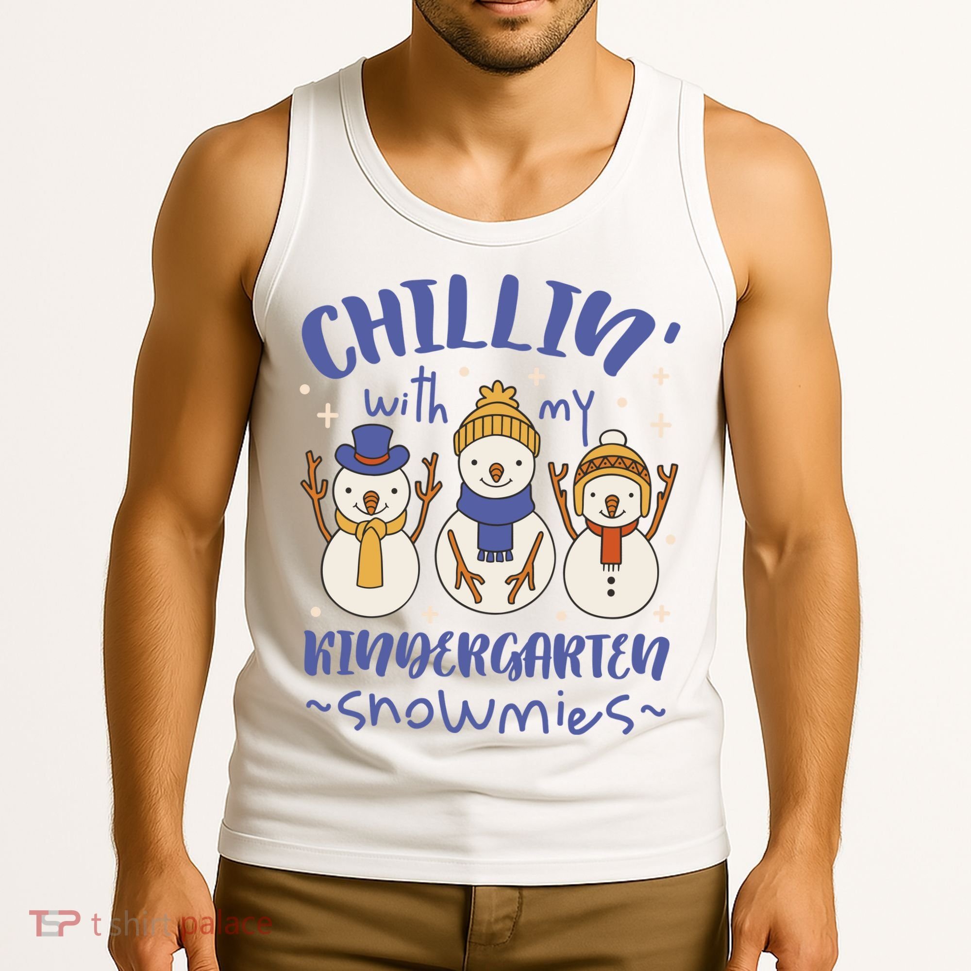 Chillin With My Kindergarten Snowmies Cute Winter Tank Top