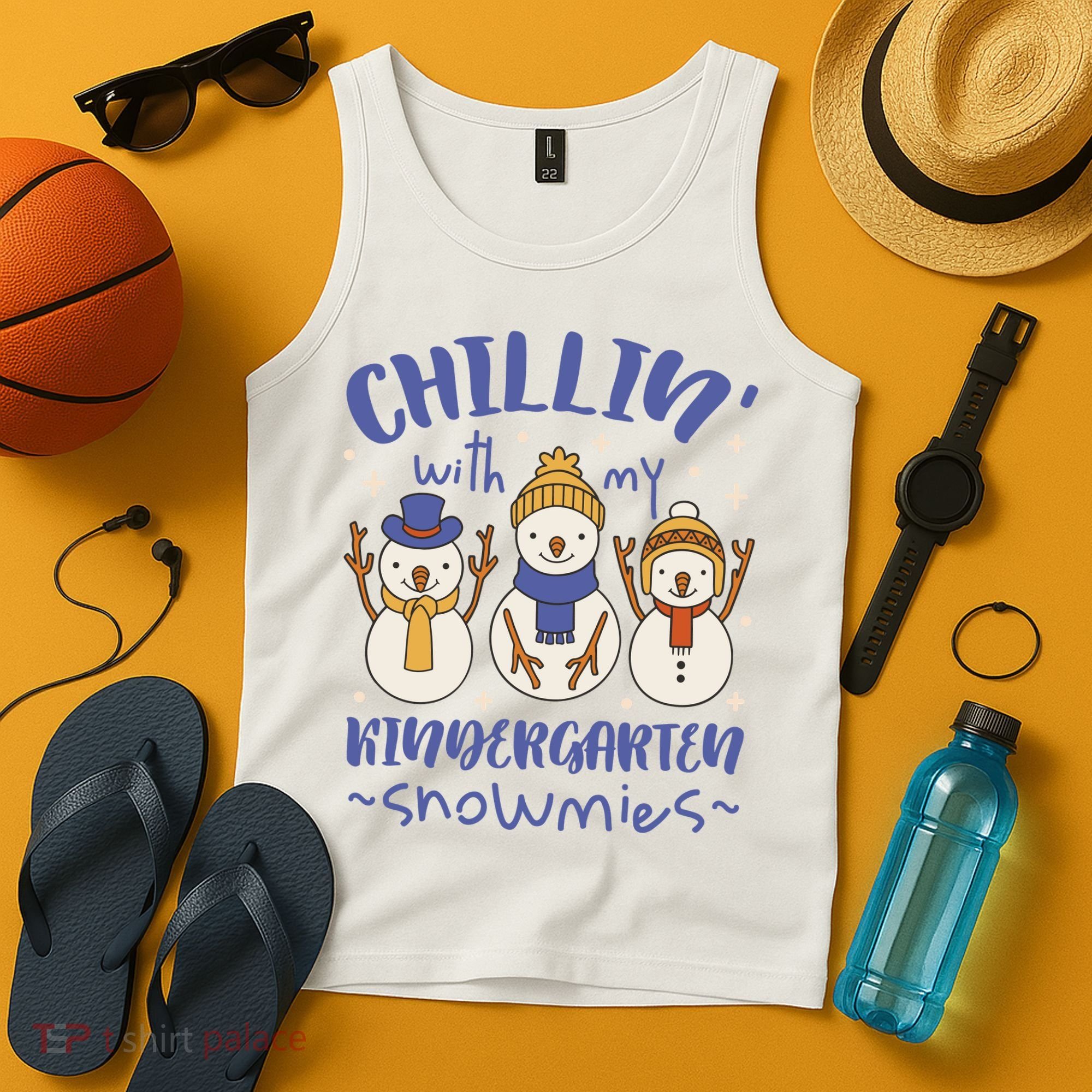 Chillin With My Kindergarten Snowmies Cute Winter Tank Top