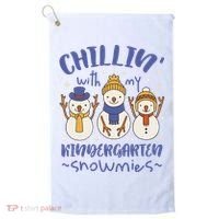 Chillin With My Kindergarten Snowmies Cute Winter Golf Towel thumb 0