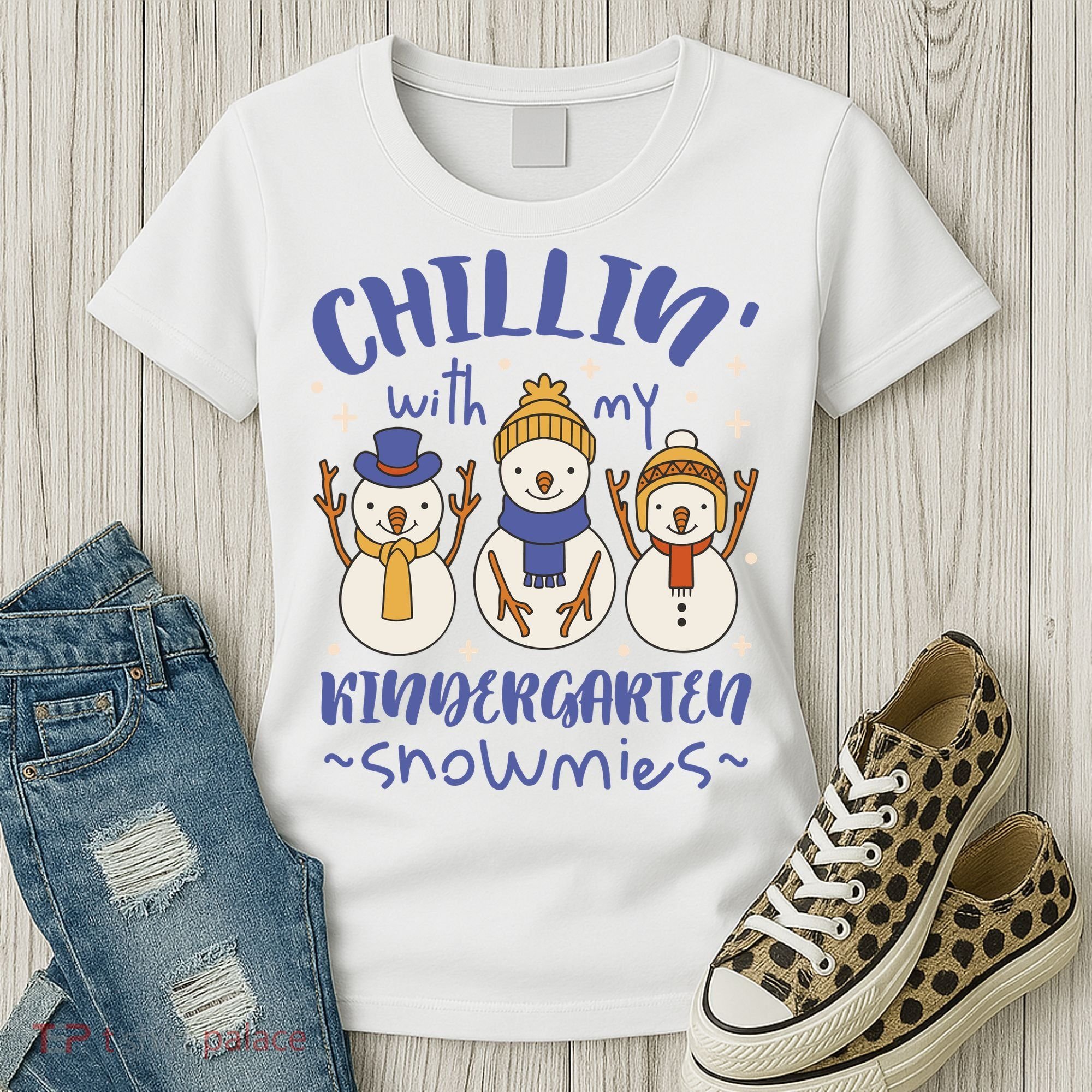 Chillin With My Kindergarten Snowmies Cute Winter Women's T-Shirt