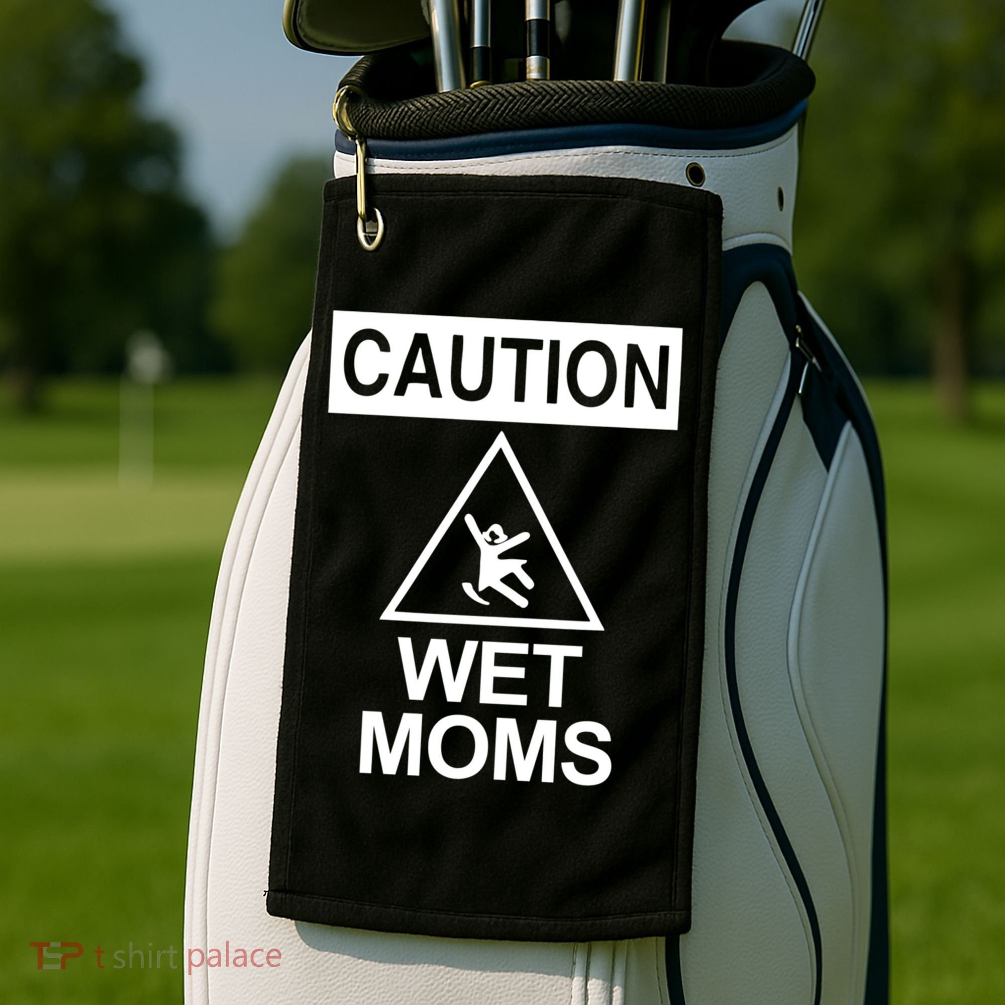 Caution: Wet Moms Funny Gift Funny Saying Sarcastic Cute Cool Novelty Cute Gift Golf Towel