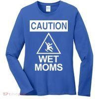 Caution: Wet Moms Funny Gift Funny Saying Sarcastic Cute Cool Novelty Cute Gift Women's Long Sleeve Shirt thumb 0
