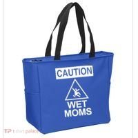 Caution: Wet Moms Funny Gift Funny Saying Sarcastic Cute Cool Novelty Cute Gift Tote Bag thumb 2