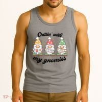 Chillin With My Gnomies Christmas Holiday Tank Top thumb 3