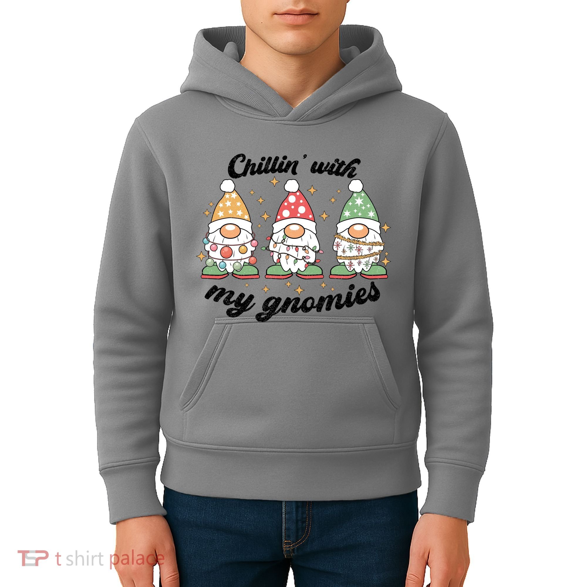 Chillin With My Gnomies Christmas Holiday Kids Hoodie