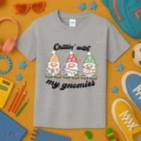 Chillin With My Gnomies Christmas Holiday Kids T-Shirt thumb 3