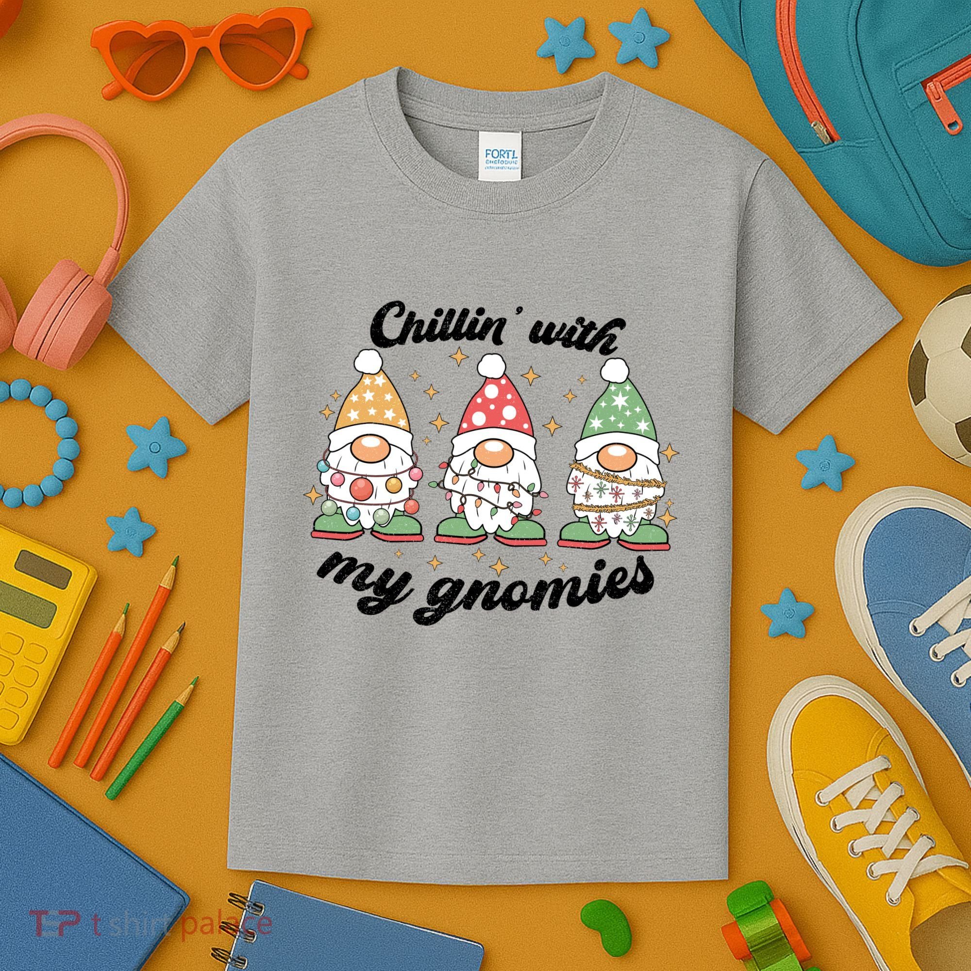 Chillin With My Gnomies Christmas Holiday Kids T-Shirt