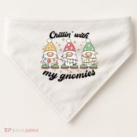 Chillin With My Gnomies Christmas Holiday USA-Made Doggie Bandana thumb 0