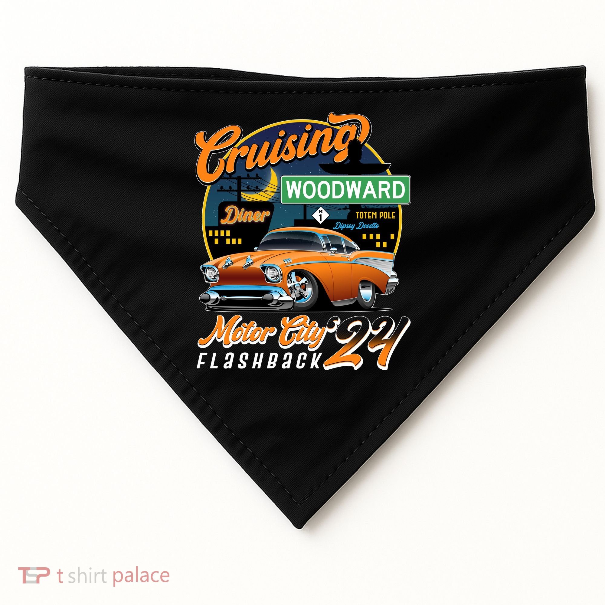 Cruising Woodward Motor City Flashback 2024 Orange Version USA-Made Doggie Bandana
