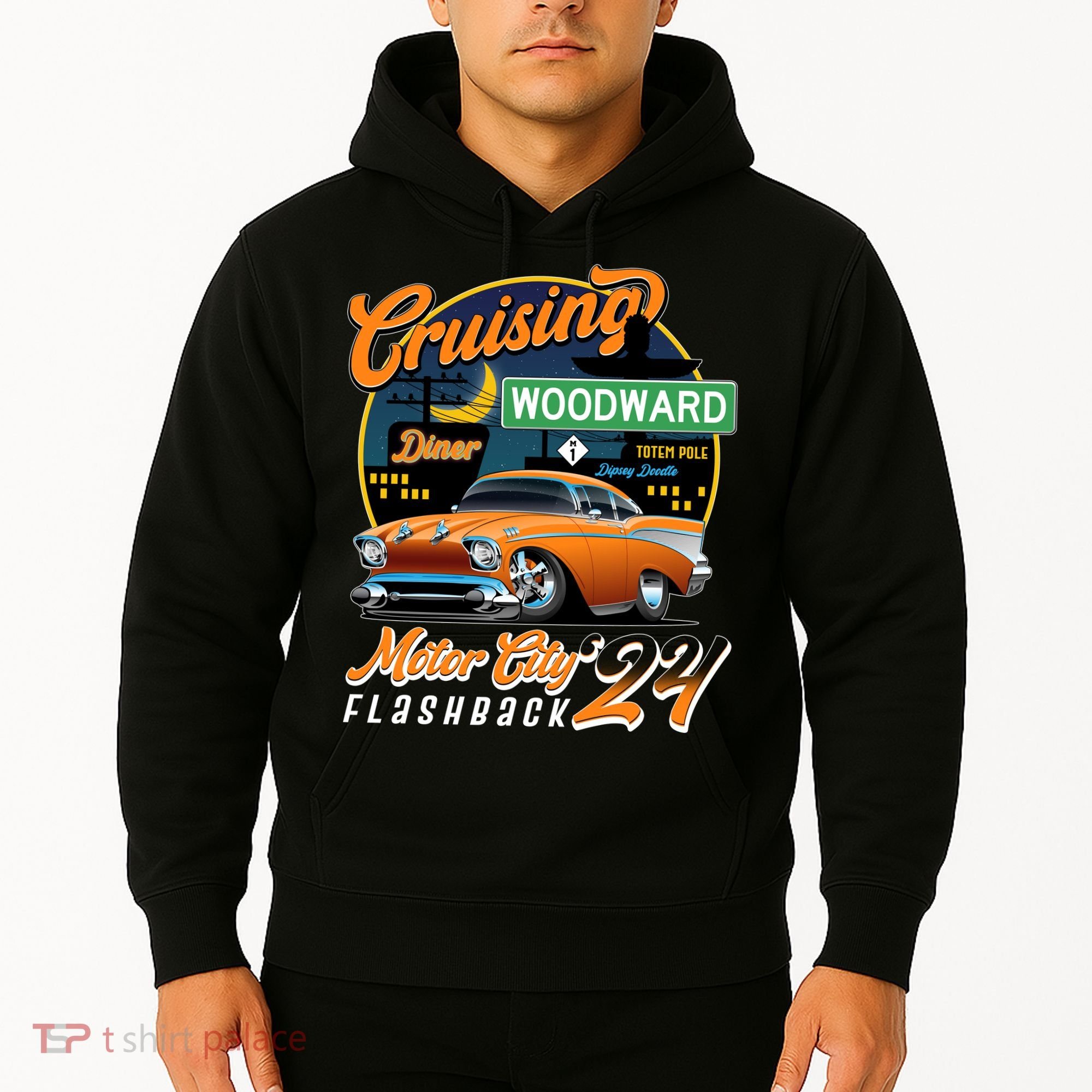 Cruising Woodward Motor City Flashback 2024 Orange Version Hoodie