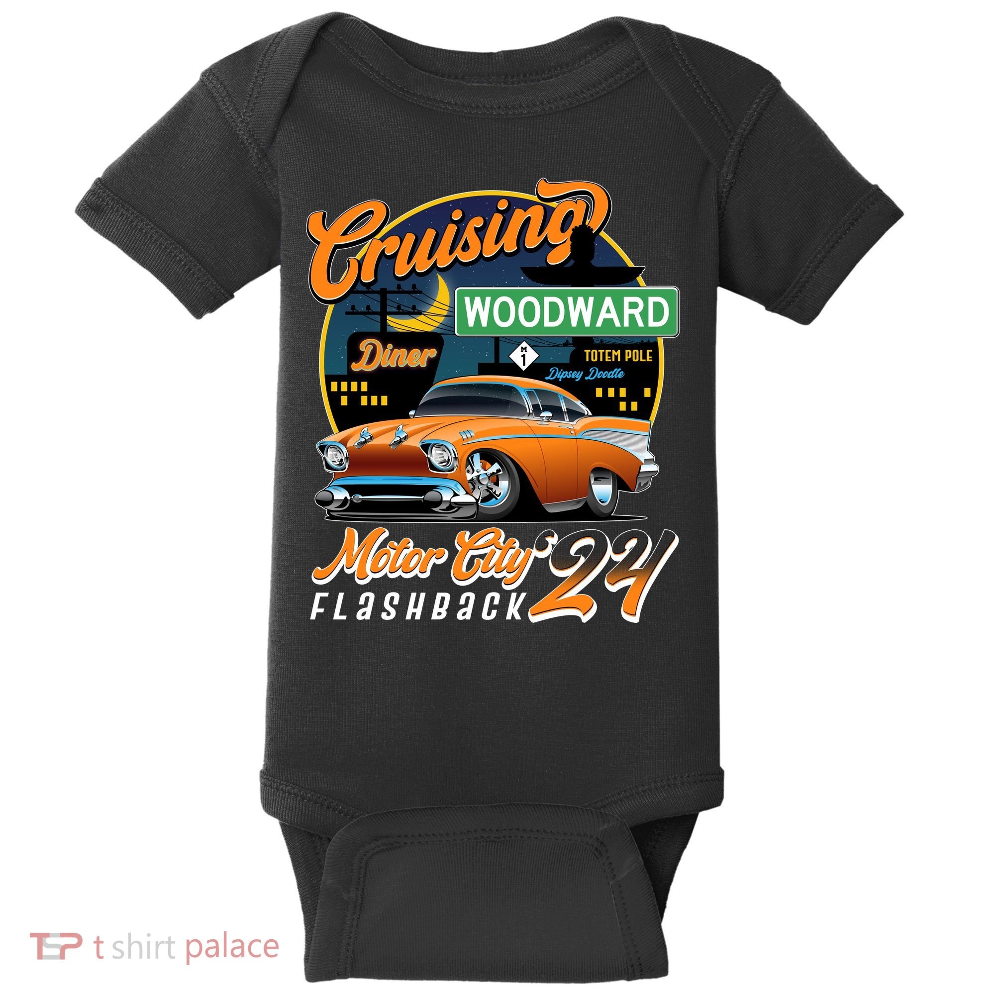 Cruising Woodward Motor City Flashback 2024 Orange Version Baby Bodysuit