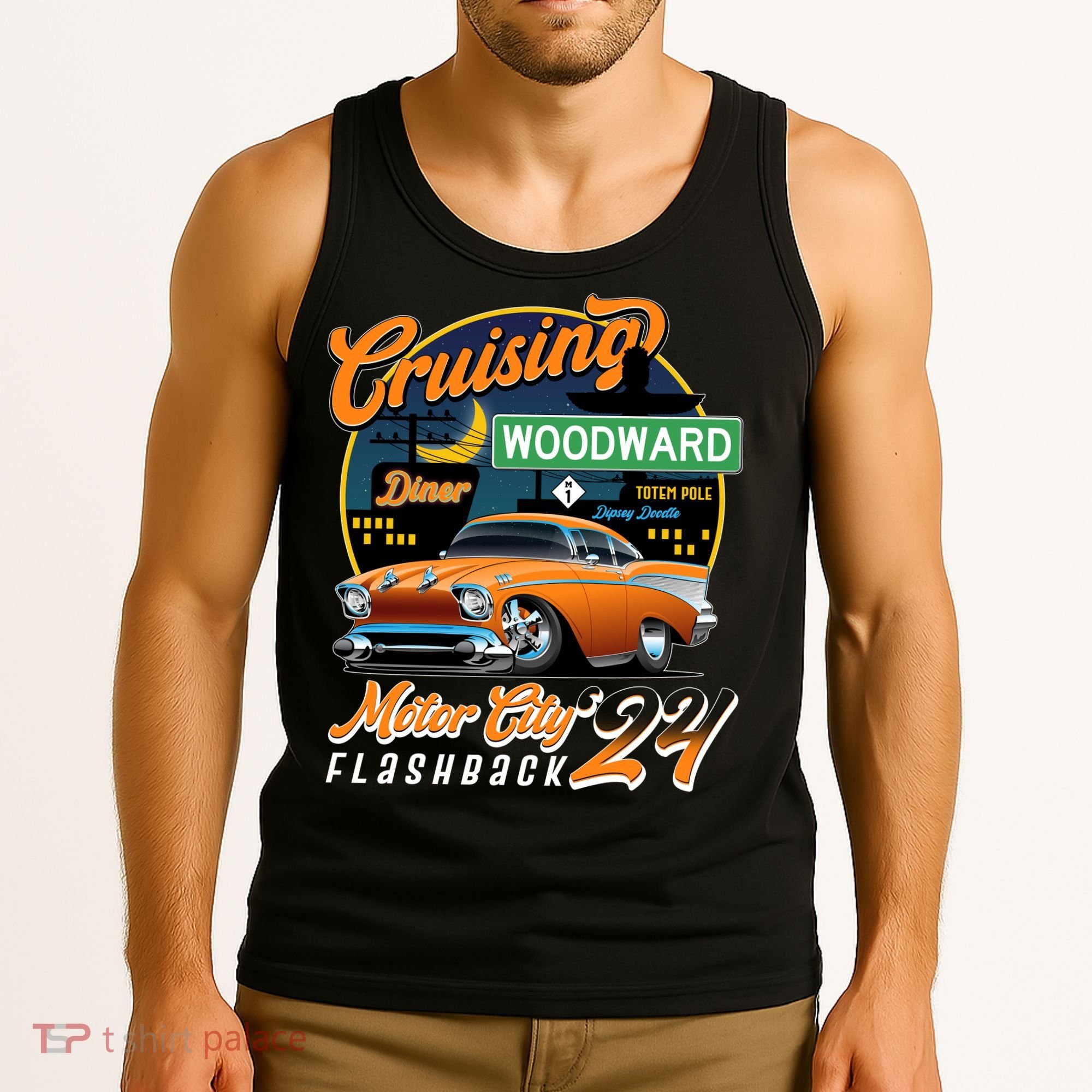 Cruising Woodward Motor City Flashback 2024 Orange Version Tank Top