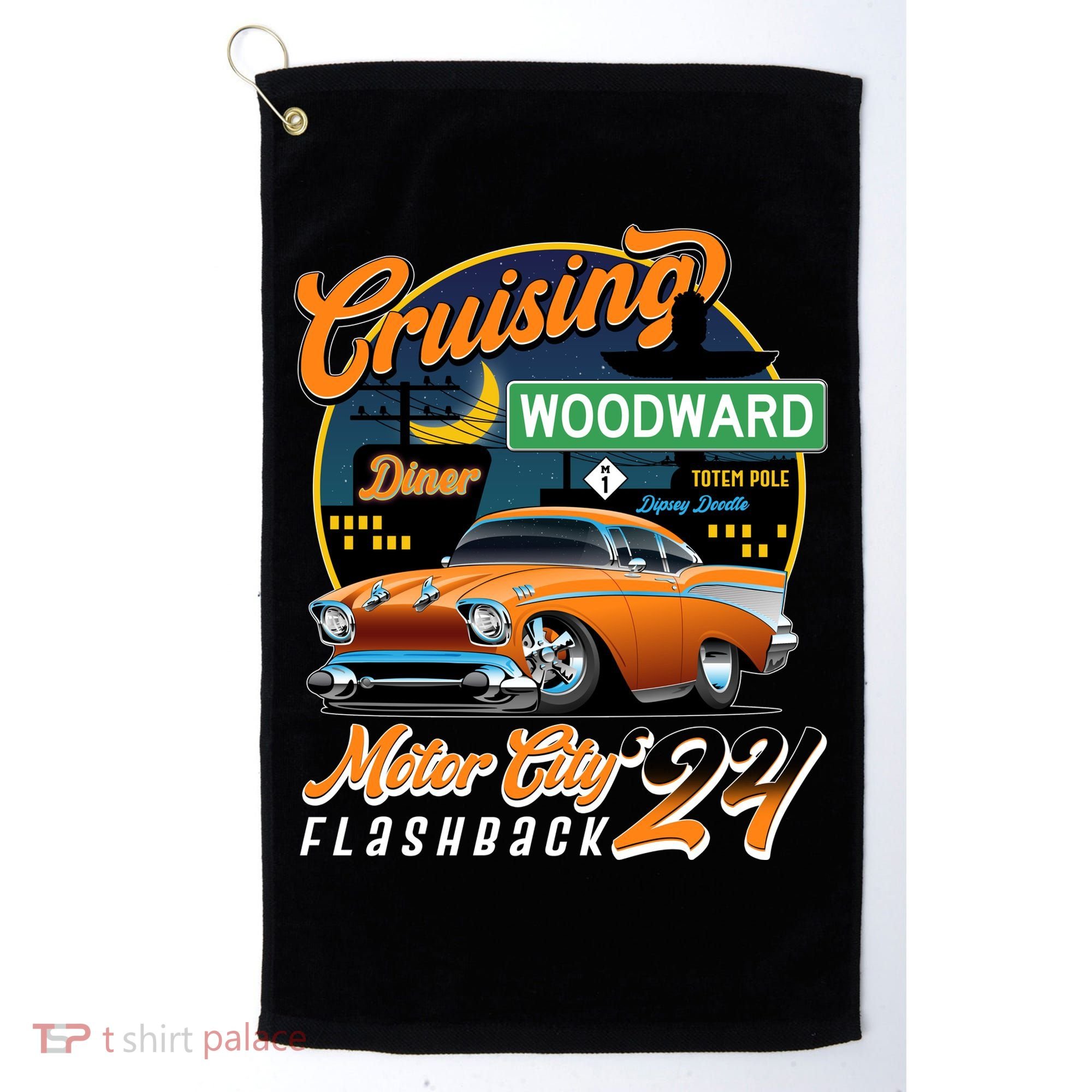 Cruising Woodward Motor City Flashback 2024 Orange Version Golf Towel