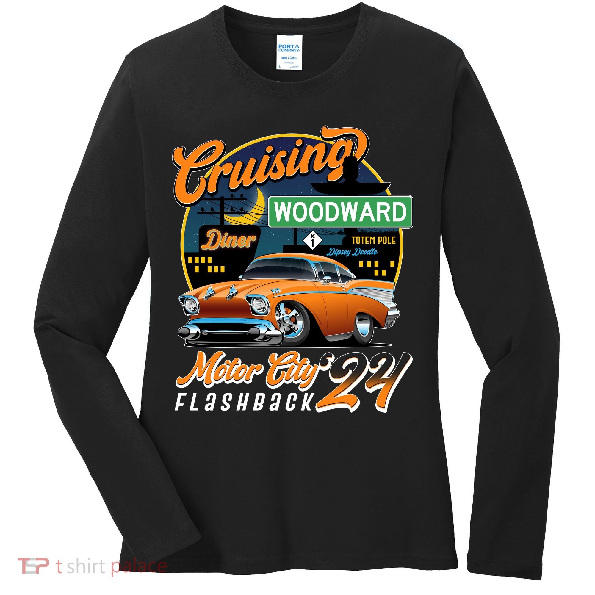 Cruising Woodward Motor City Flashback 2024 Orange Version Women's Long Sleeve Shirt