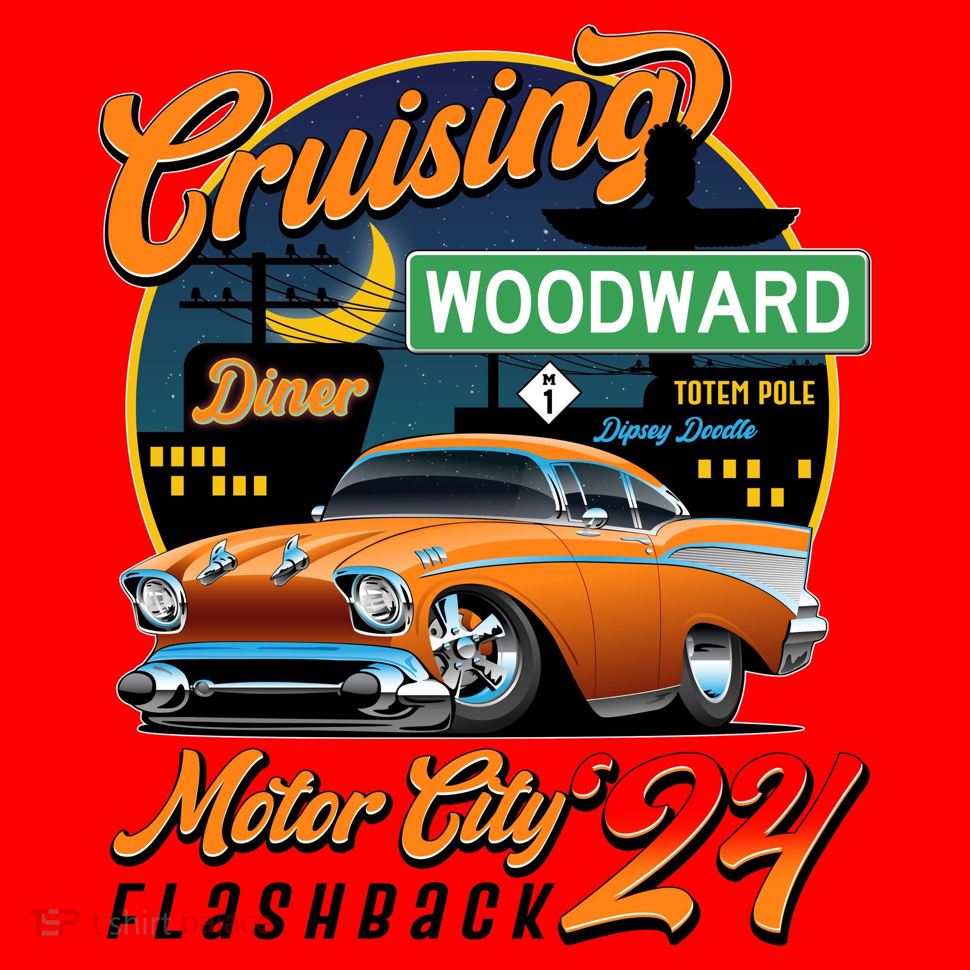 Cruising Woodward Motor City Flashback 2024 Orange Version Santa Hat