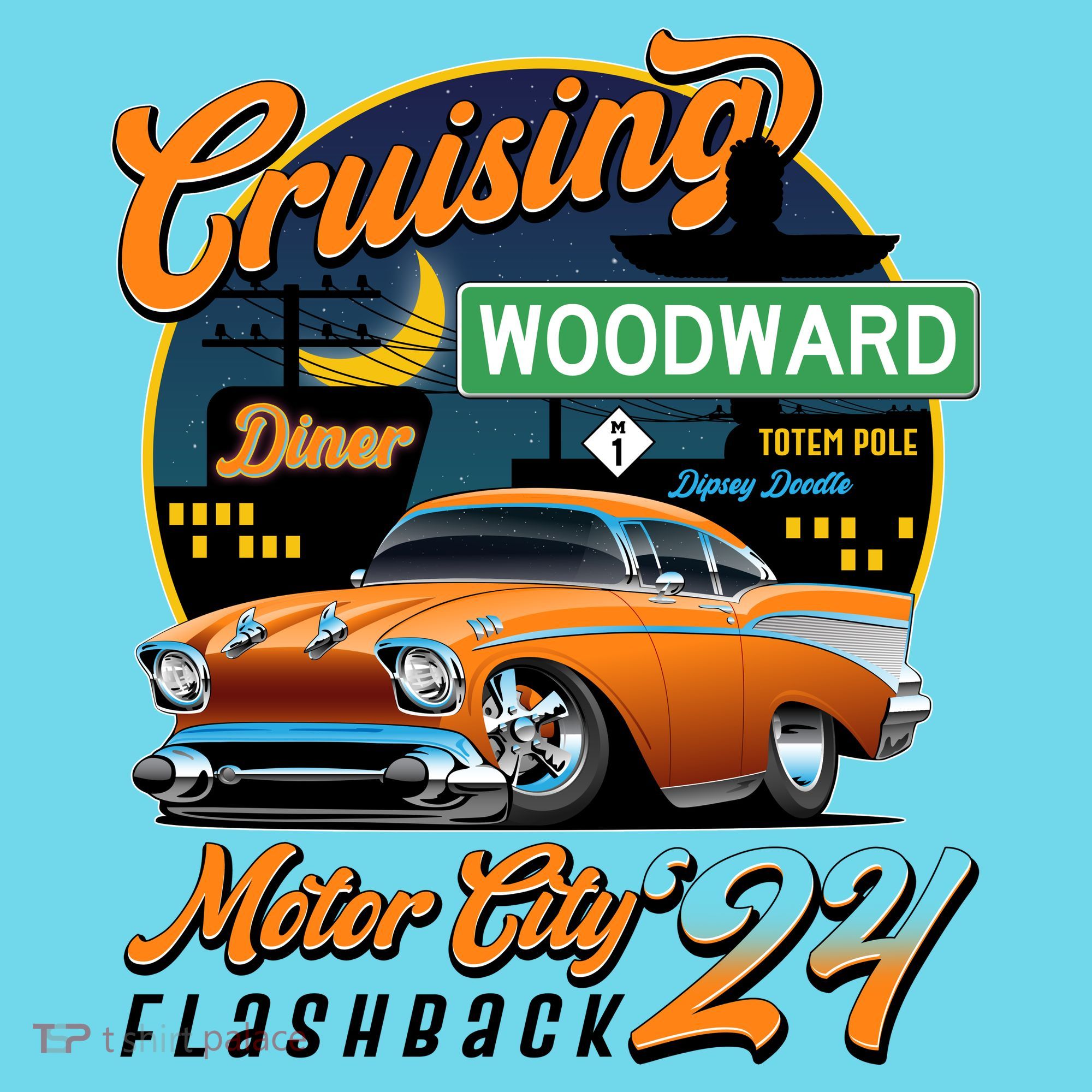 Cruising Woodward Motor City Flashback 2024 Orange Version T-Shirt