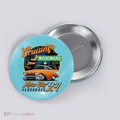 Cruising Woodward Motor City Flashback 2024 Orange Version Button