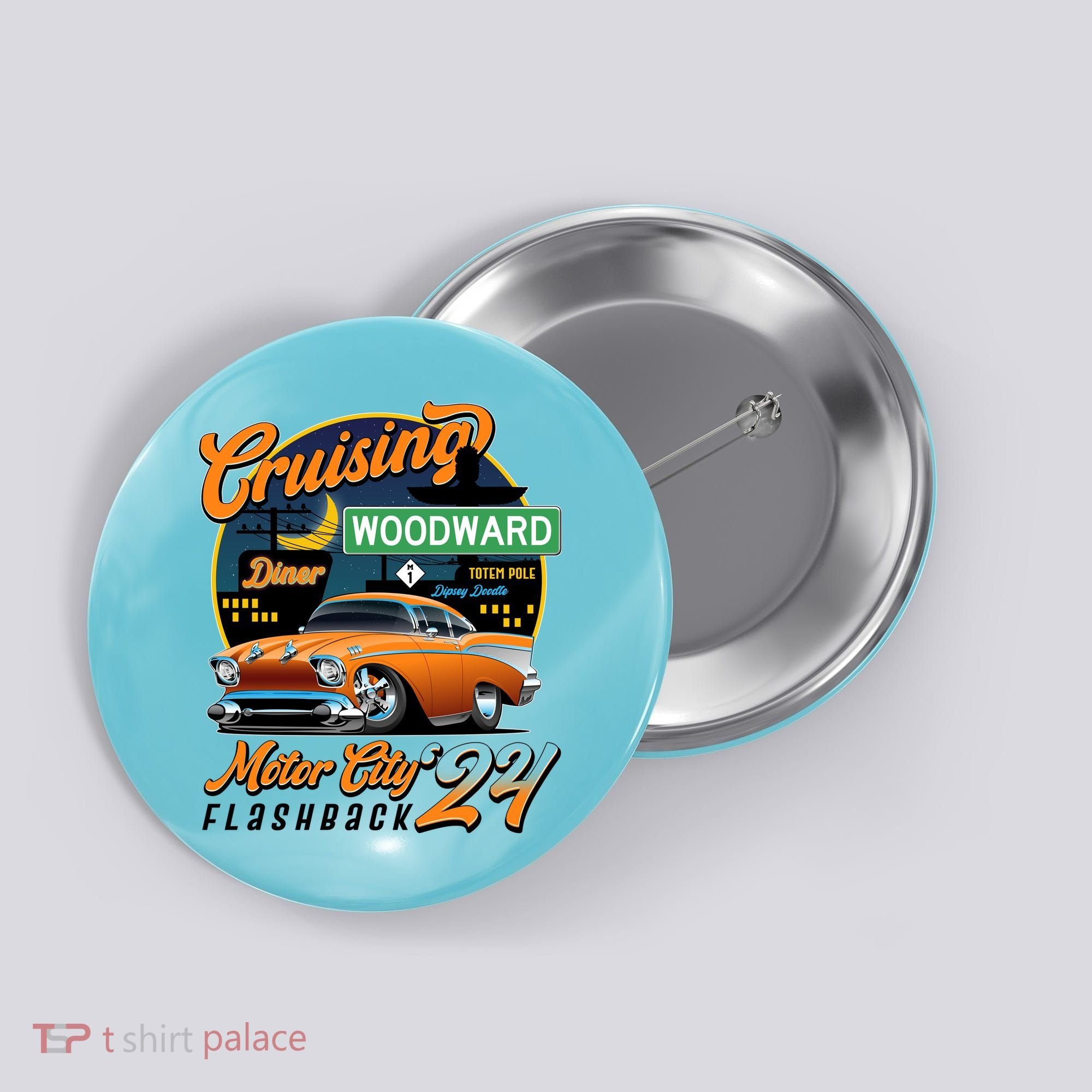 Cruising Woodward Motor City Flashback 2024 Orange Version Button