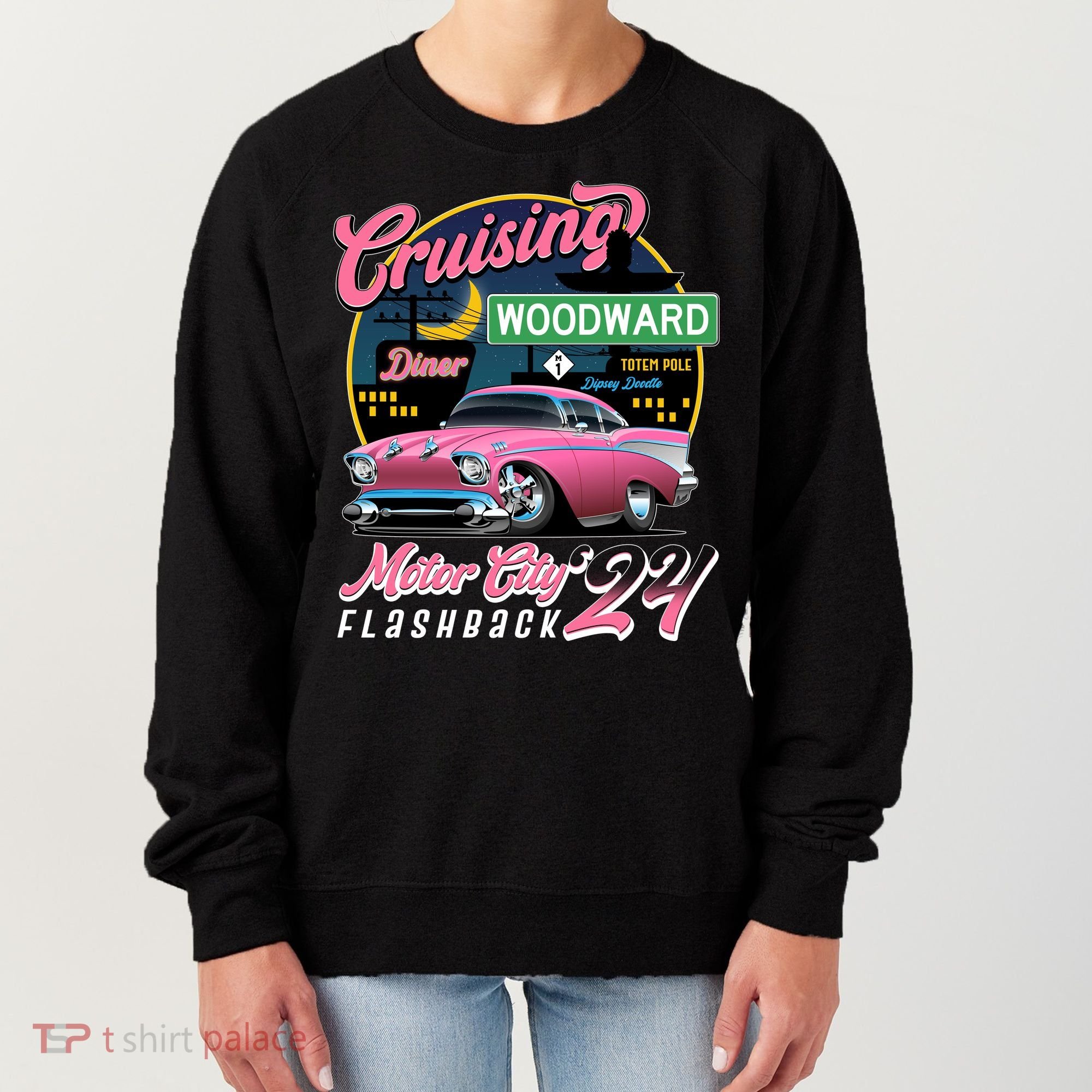 Cruising Woodward Motor City Flashback 2024 Pink Version Women's Sweatshirt