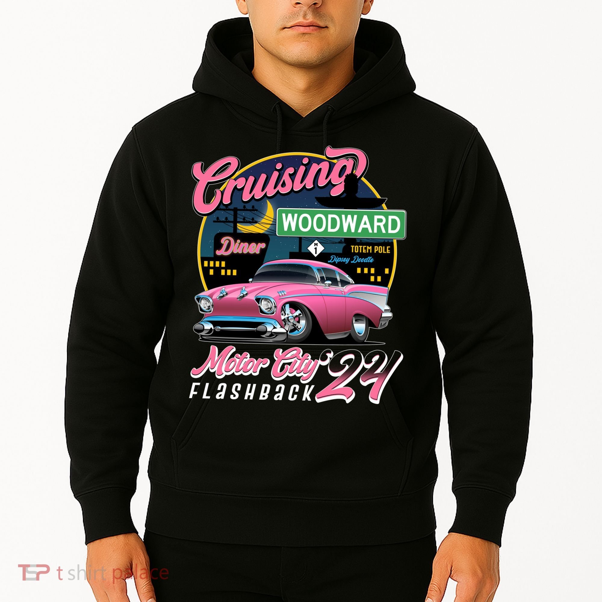 Cruising Woodward Motor City Flashback 2024 Pink Version Hoodie