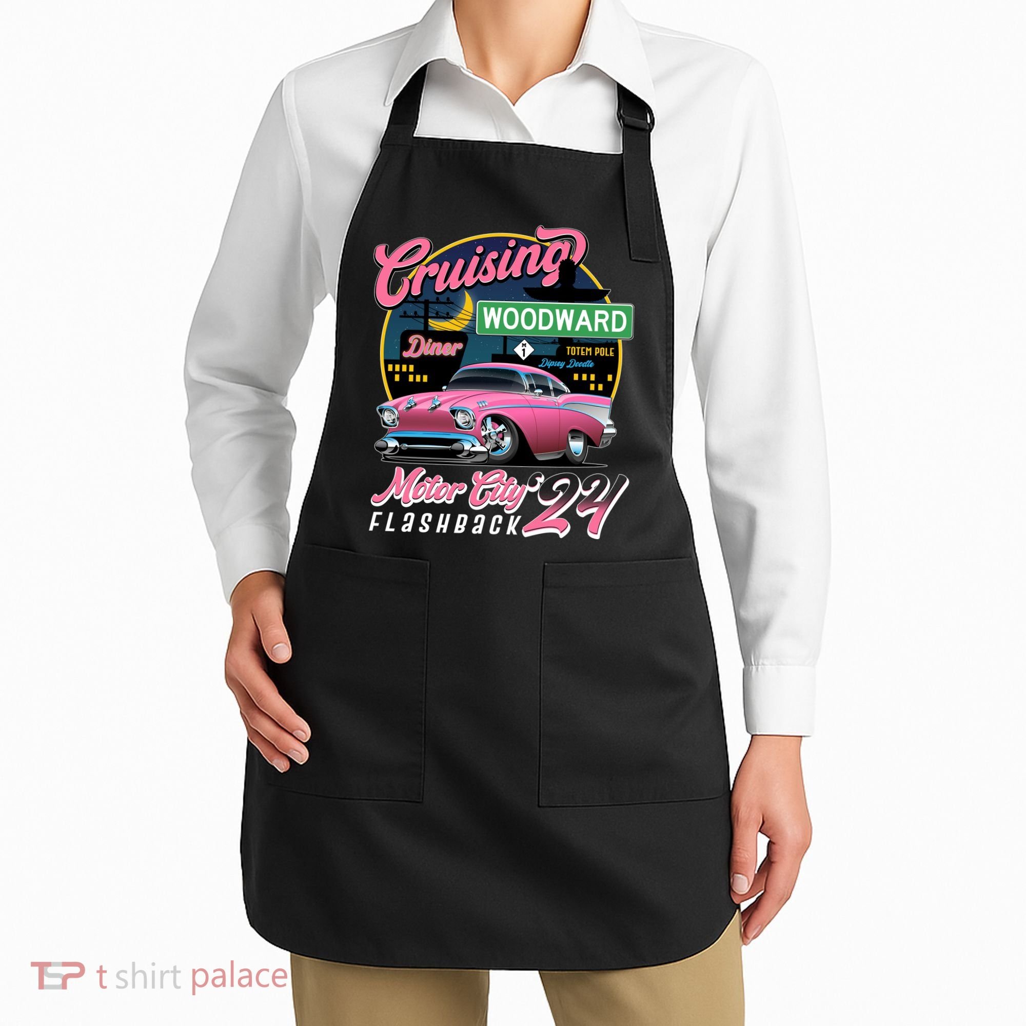 Cruising Woodward Motor City Flashback 2024 Pink Version Apron