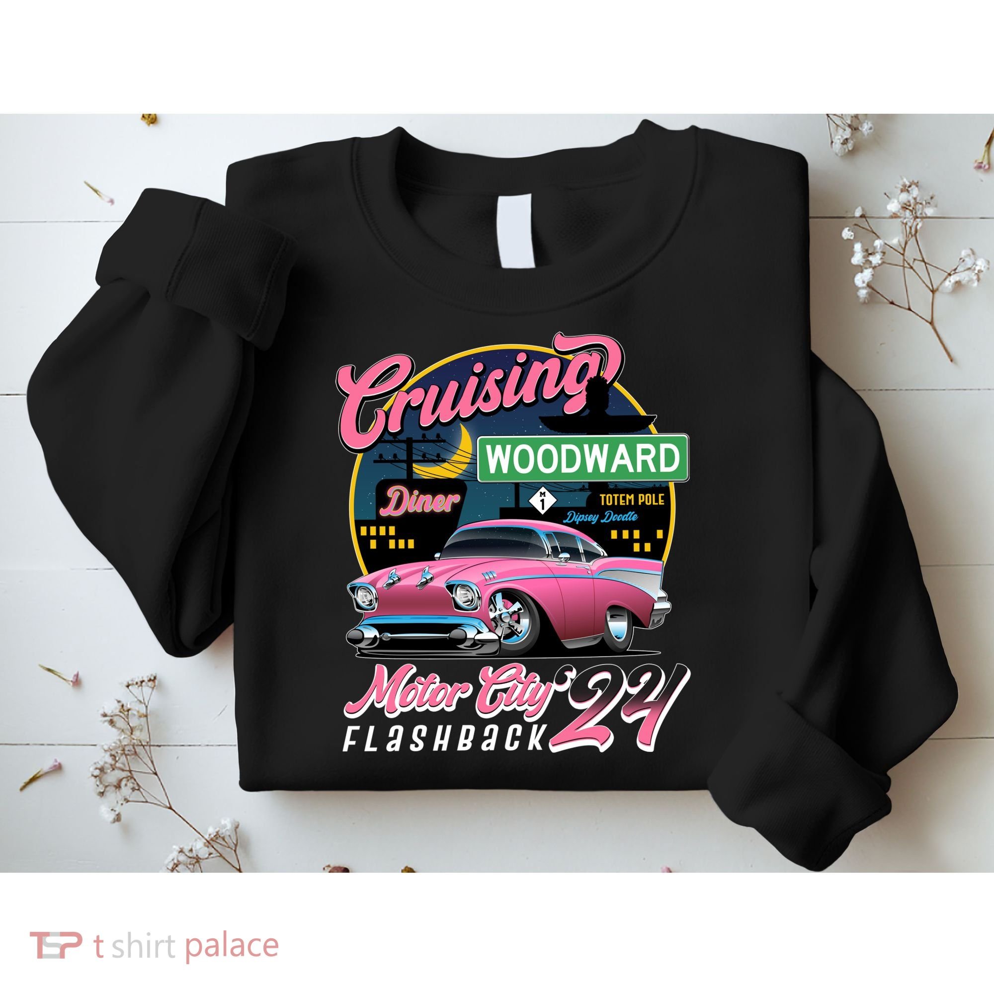 Cruising Woodward Motor City Flashback 2024 Pink Version Sweatshirt
