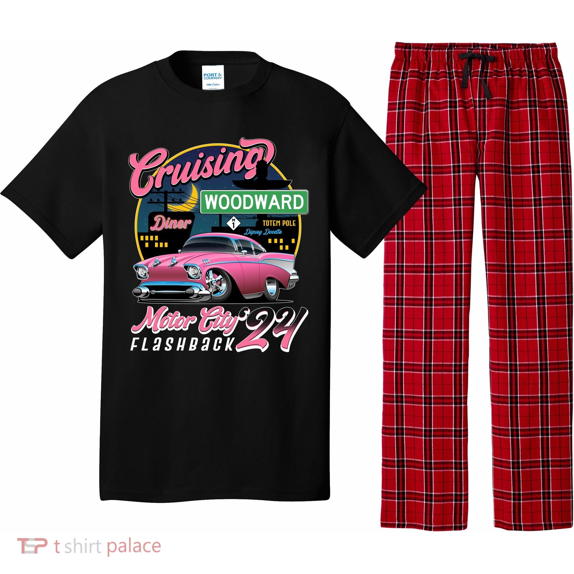 Cruising Woodward Motor City Flashback 2024 Pink Version Pajama Set