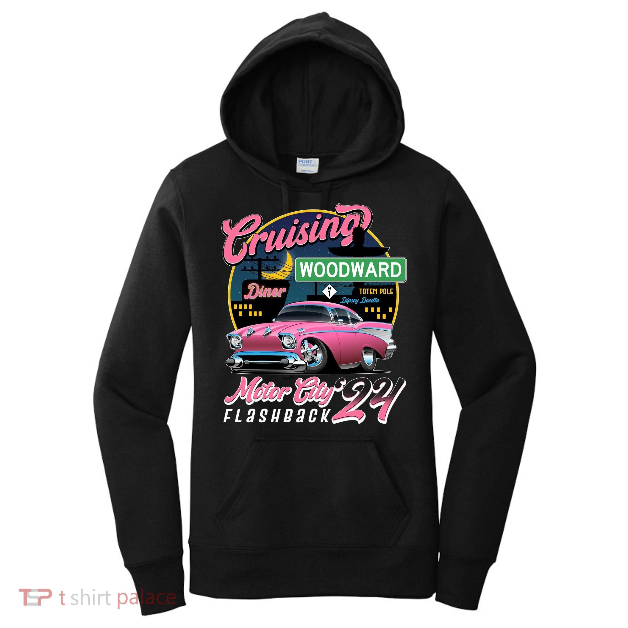 Cruising Woodward Motor City Flashback 2024 Pink Version Women's Hoodie