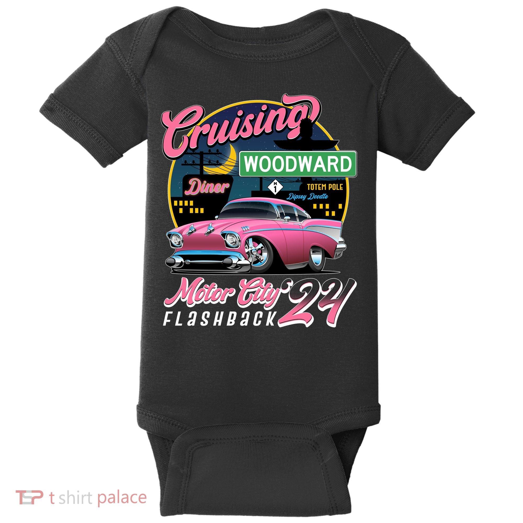 Cruising Woodward Motor City Flashback 2024 Pink Version Baby Bodysuit