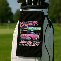 Cruising Woodward Motor City Flashback 2024 Pink Version Golf Towel thumb 2