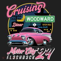 Cruising Woodward Motor City Flashback 2024 Pink Version Golf Towel thumb 3