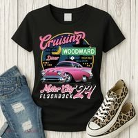 Cruising Woodward Motor City Flashback 2024 Pink Version Women's T-Shirt thumb 3