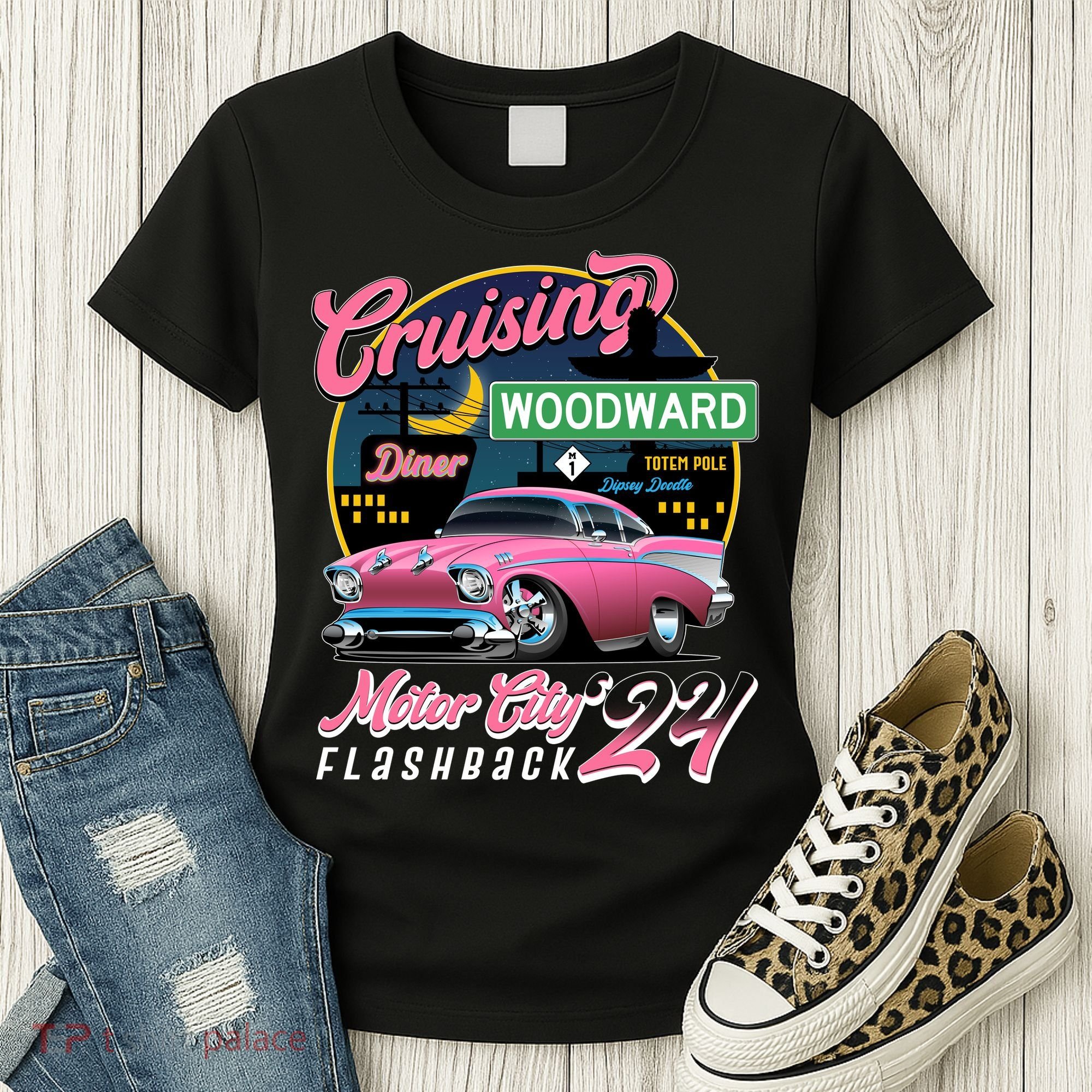 Cruising Woodward Motor City Flashback 2024 Pink Version Women's T-Shirt