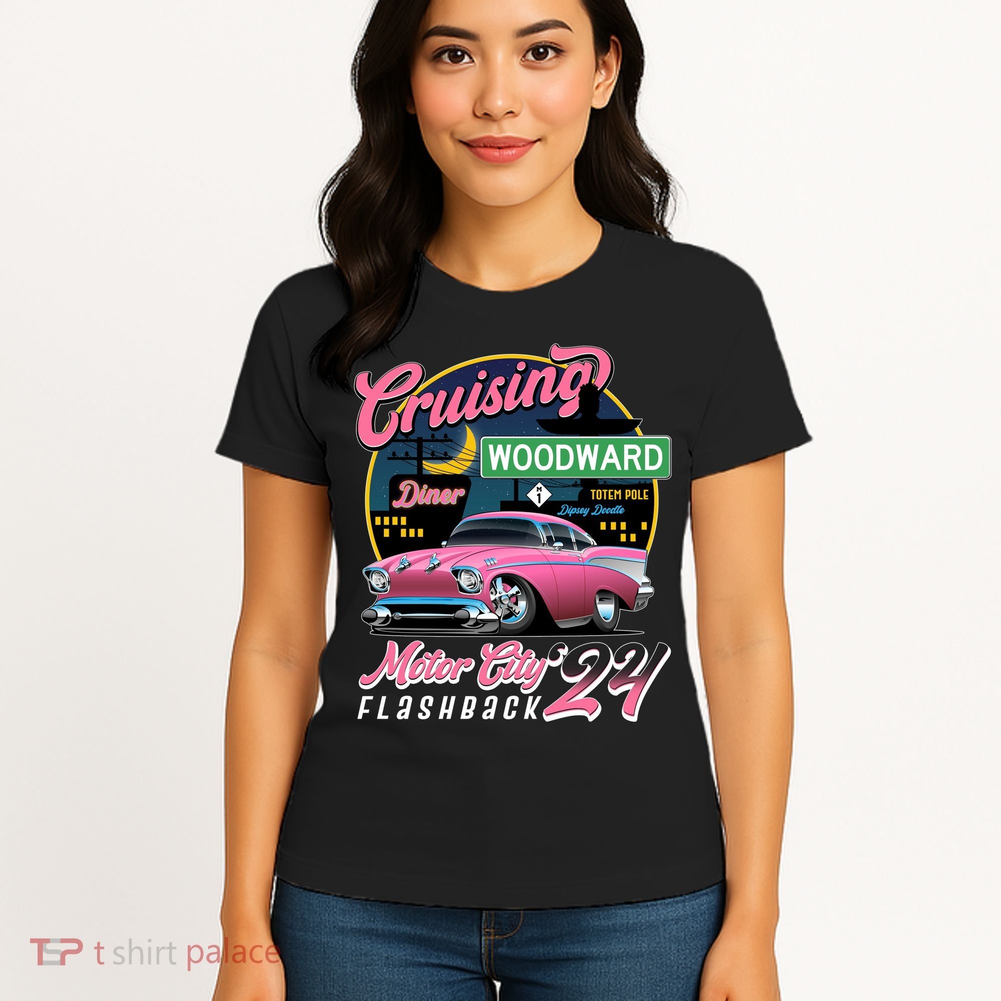 Cruising Woodward Motor City Flashback 2024 Pink Version Women's T-Shirt