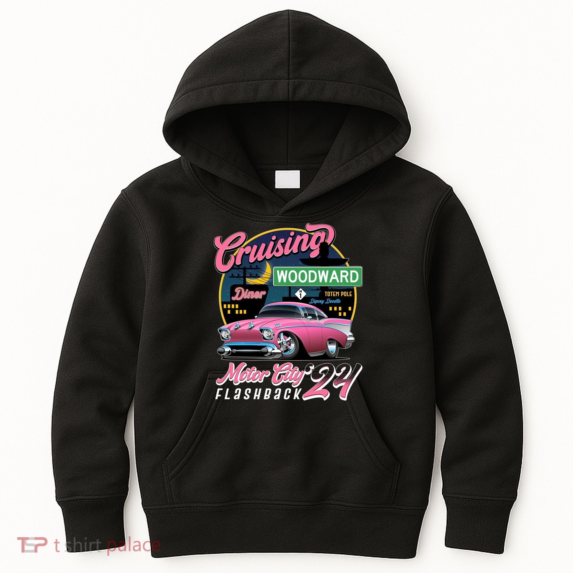 Cruising Woodward Motor City Flashback 2024 Pink Version Kids Hoodie