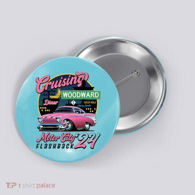 Cruising Woodward Motor City Flashback 2024 Pink Version Button