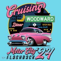 Cruising Woodward Motor City Flashback 2024 Pink Version Button thumb 1