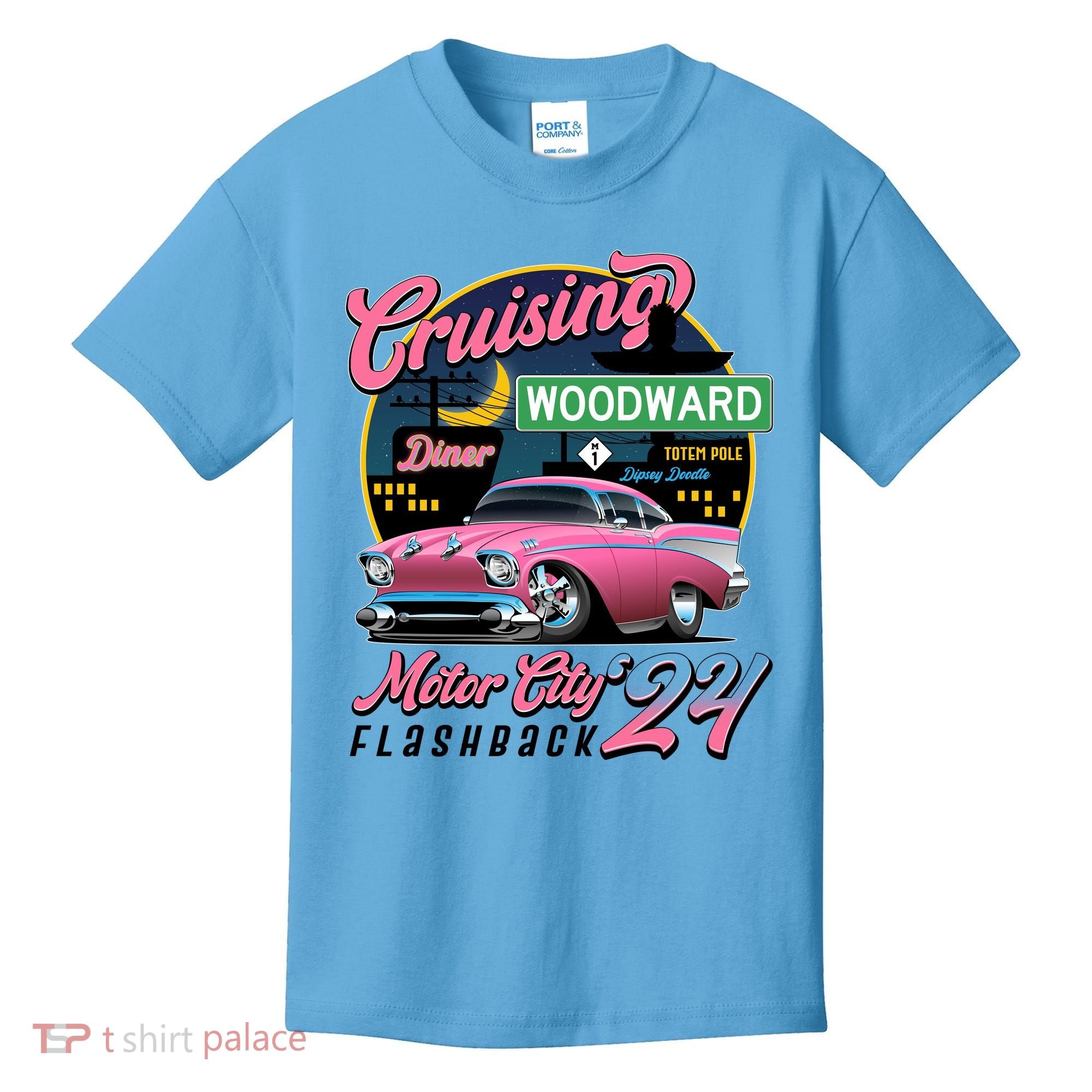 Cruising Woodward Motor City Flashback 2024 Pink Version Kids T-Shirt