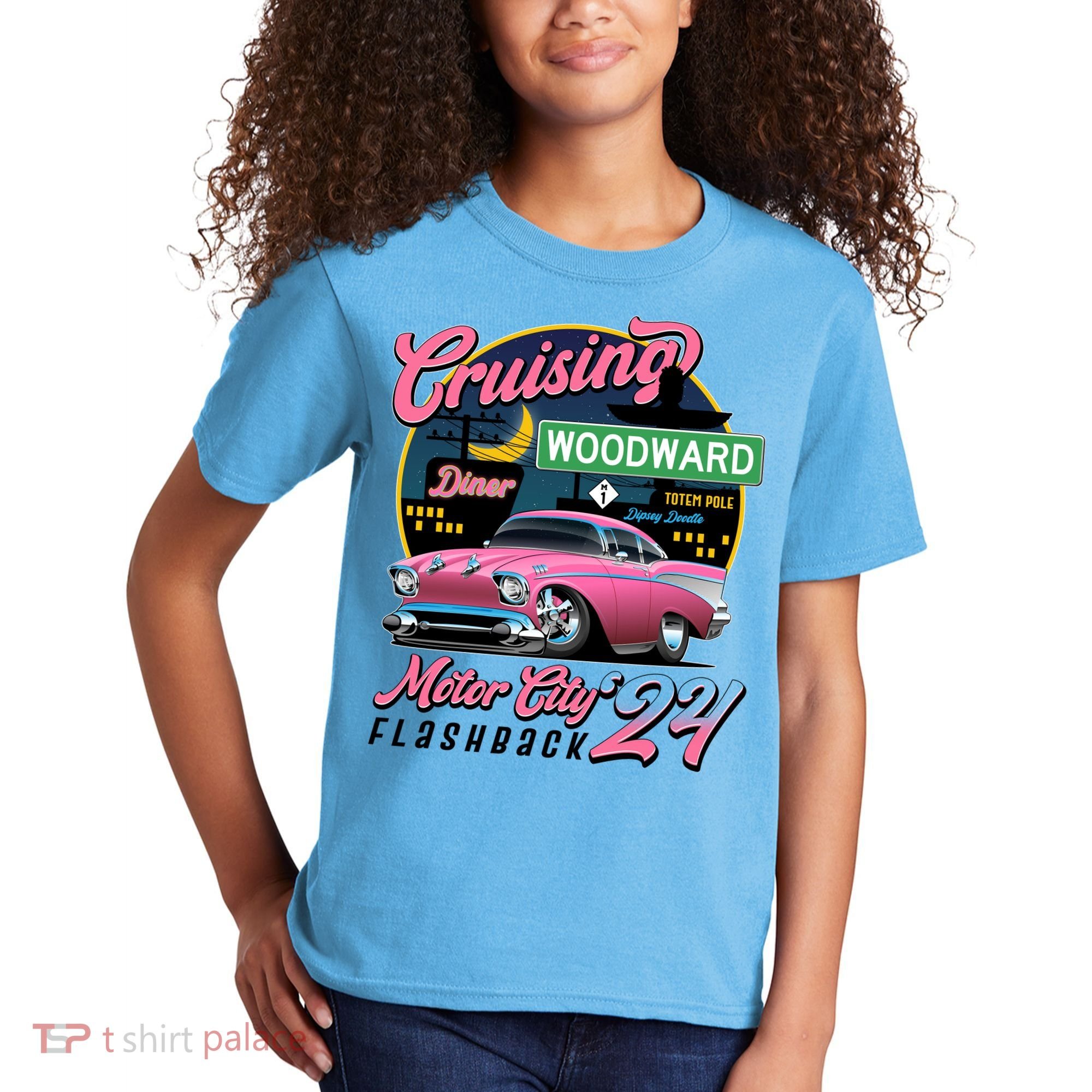 Cruising Woodward Motor City Flashback 2024 Pink Version Kids T-Shirt