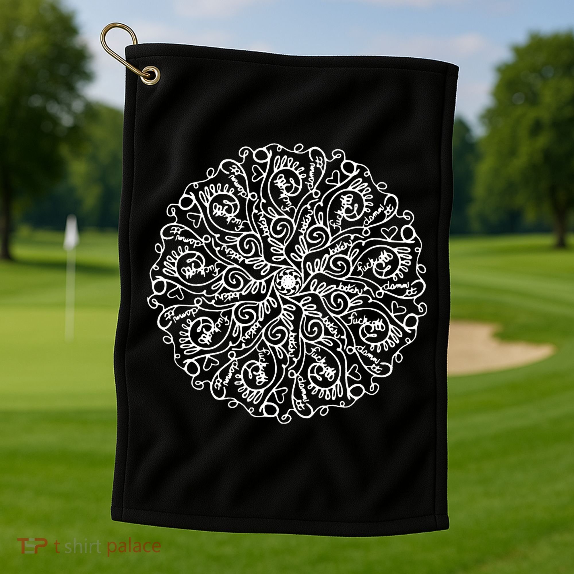 Curse Word Mandala Graphic Golf Towel