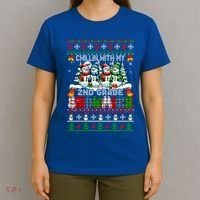 Chillin With My 2nd Grade Snowmies Xmas Team Teacher Gift T-Shirt thumb 4