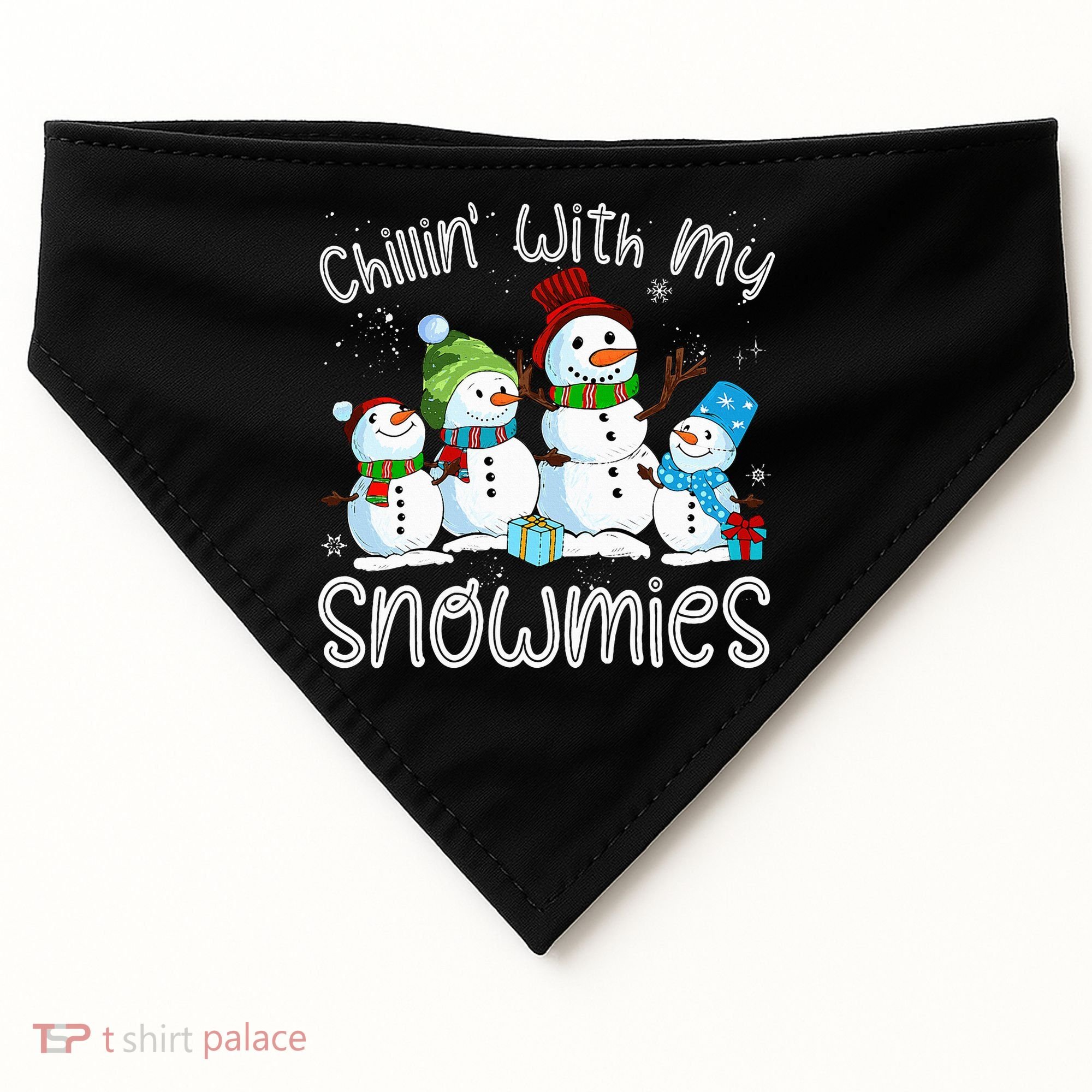 Chillin With My Snowmies Ugly Snowman Christmas USA-Made Doggie Bandana