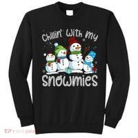 Chillin With My Snowmies Ugly Snowman Christmas Sweatshirt thumb 0