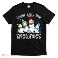 Chillin With My Snowmies Ugly Snowman Christmas T-Shirt thumb 0