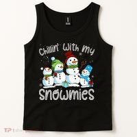 Chillin With My Snowmies Ugly Snowman Christmas Tank Top thumb 2
