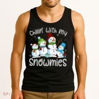 Chillin With My Snowmies Ugly Snowman Christmas Tank Top thumb 3