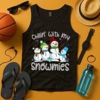 Chillin With My Snowmies Ugly Snowman Christmas Tank Top thumb 4